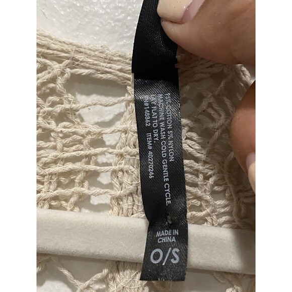 TORRID One Size Beige Crochet Knit Ruana Open Front Swimsuit Coverup - Picture 5 of 7